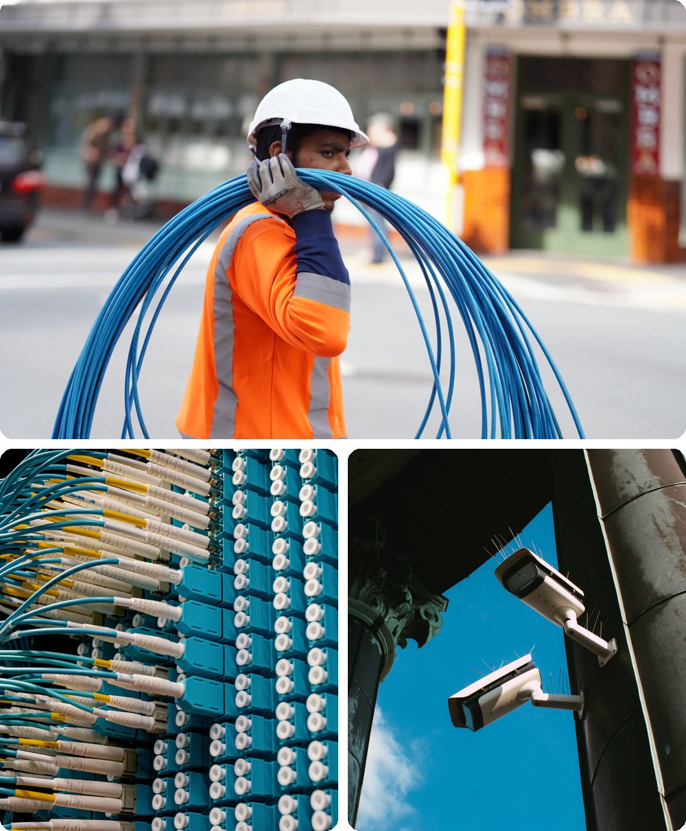BET teams delivering network cabling, fiber optics and CCTV systems in Oman